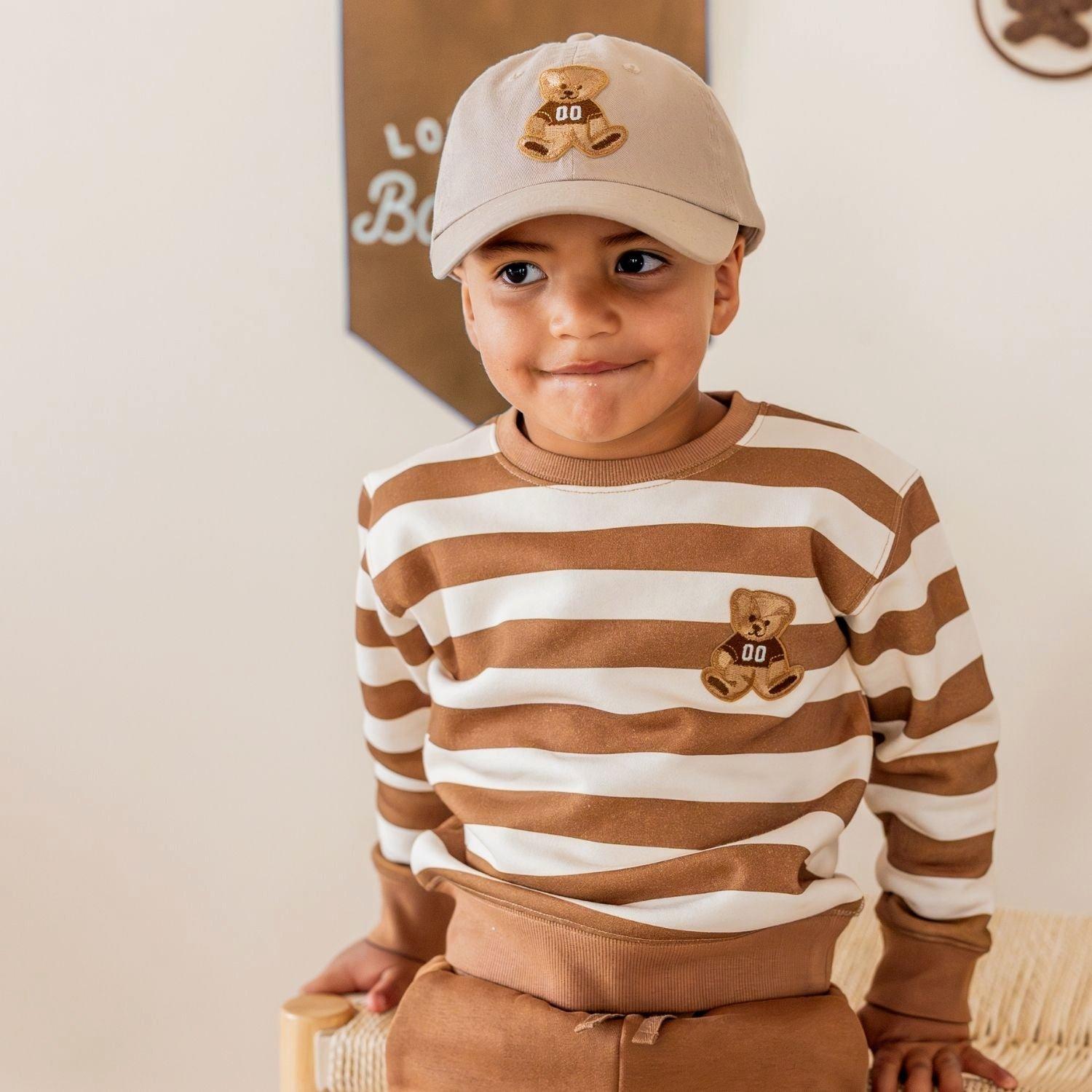 Teddy Bear Patch Striped Sweatshirt image number 2