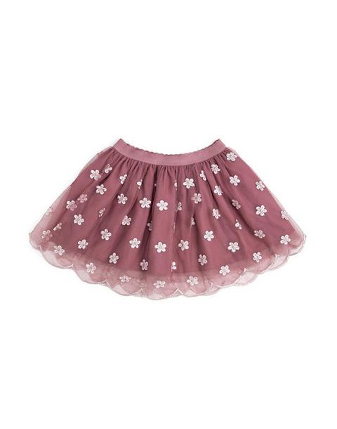 Berry Floral Embroidered Tutu Skirt