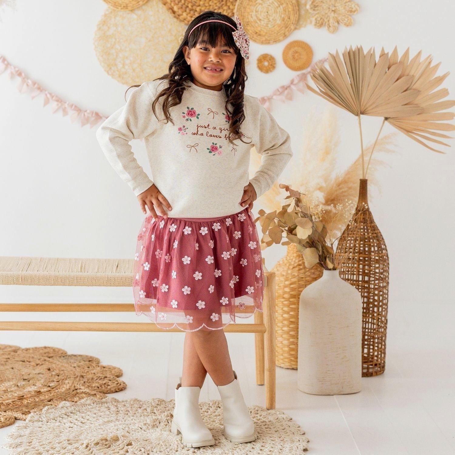Berry Floral Embroidered Tutu Skirt image number 1