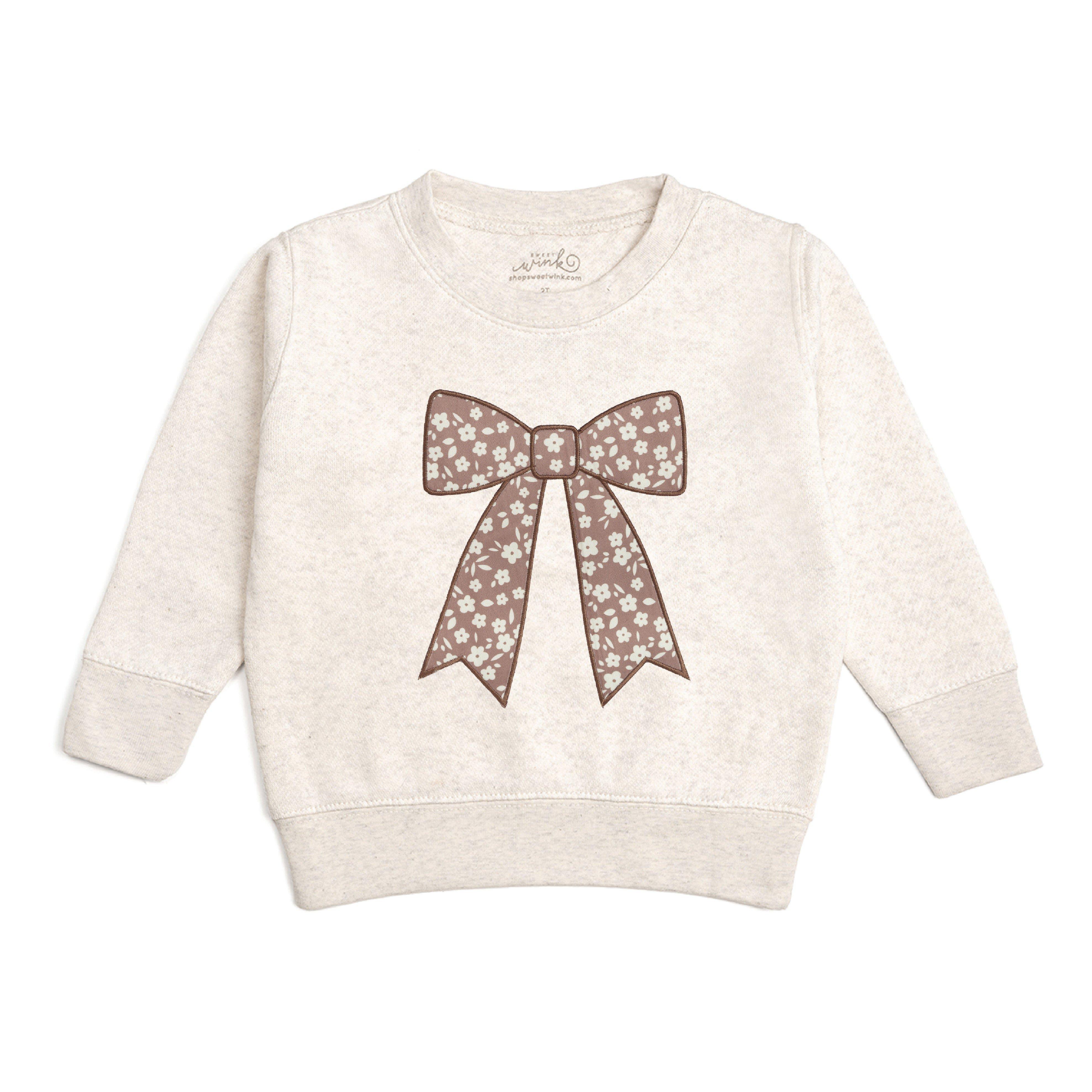 Mocha Floral Bow Patch Sweatshirt image number 0