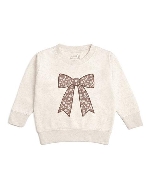 Mocha Floral Bow Patch Sweatshirt