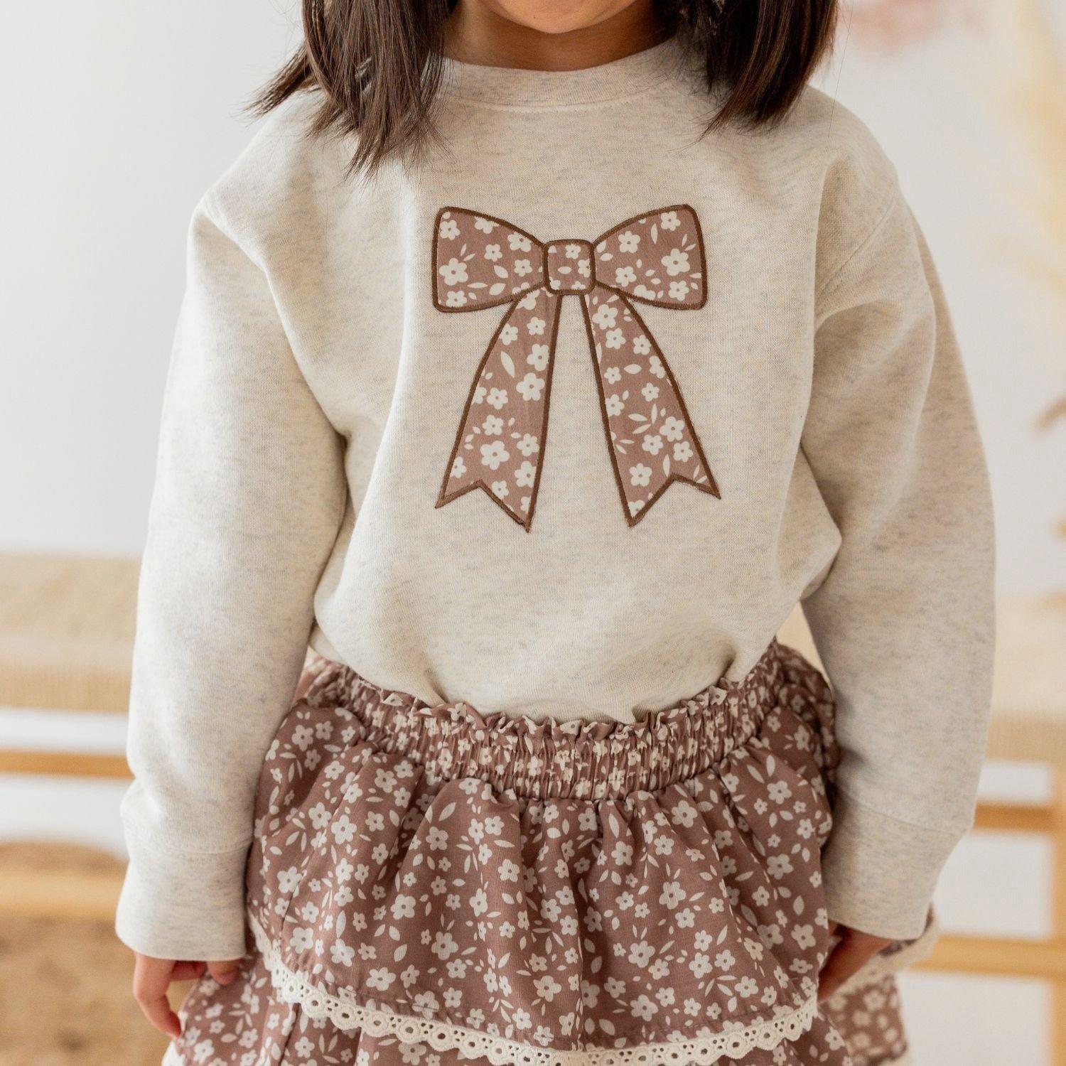 Mocha Floral Bow Patch Sweatshirt image number 2