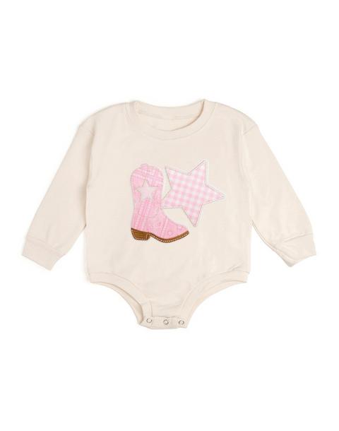 Bandana Cowgirl Patch Western Long Sleeve Romper