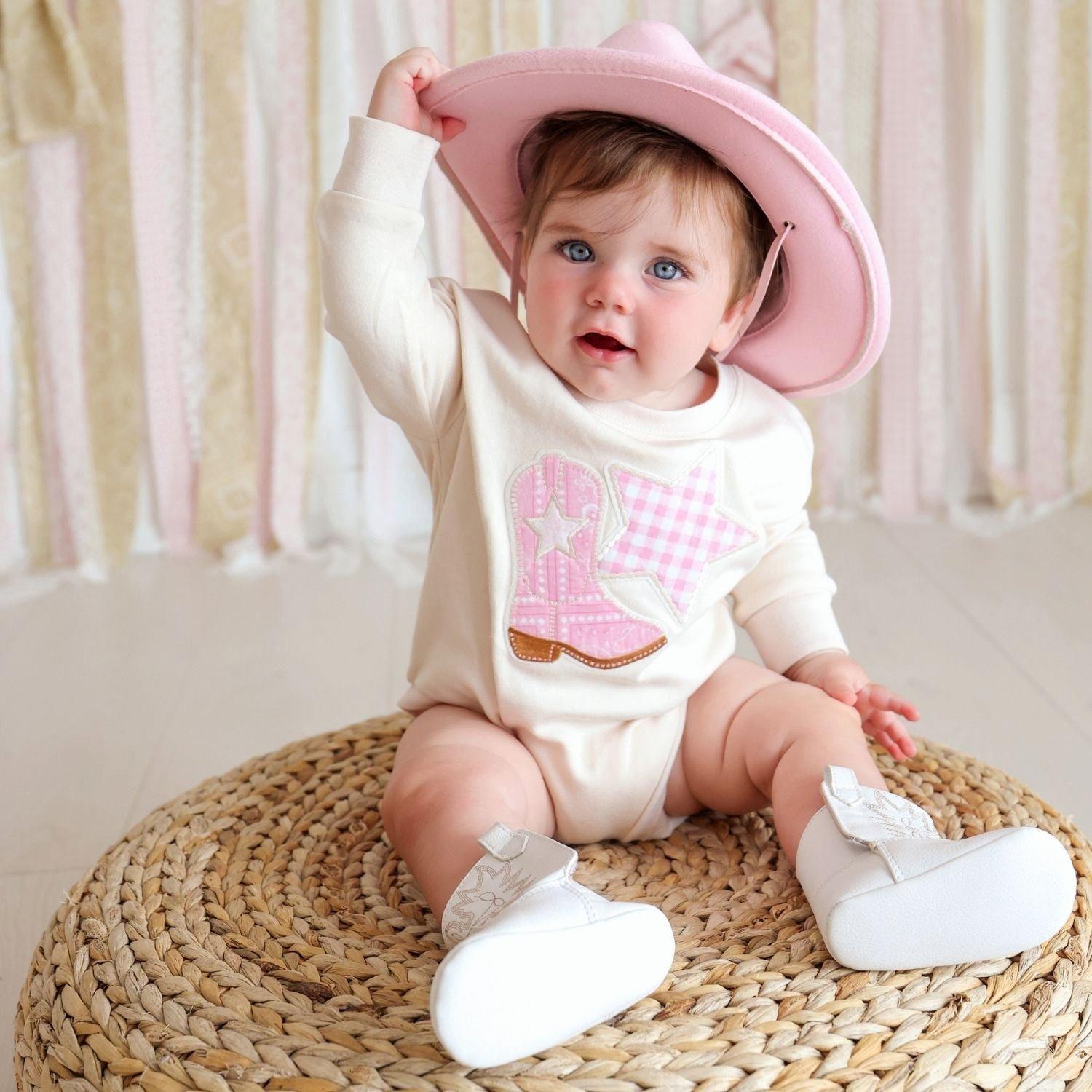Bandana Cowgirl Patch Western Long Sleeve Romper image number 1