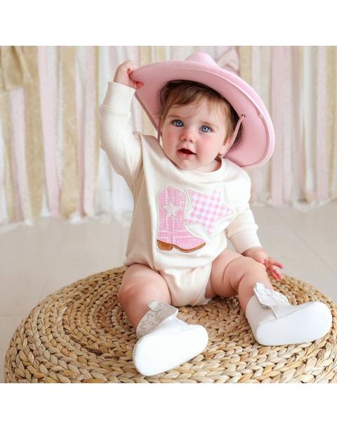 Bandana Cowgirl Patch Western Long Sleeve Romper