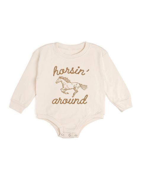 Horsin' Around Western Long Sleeve Romper