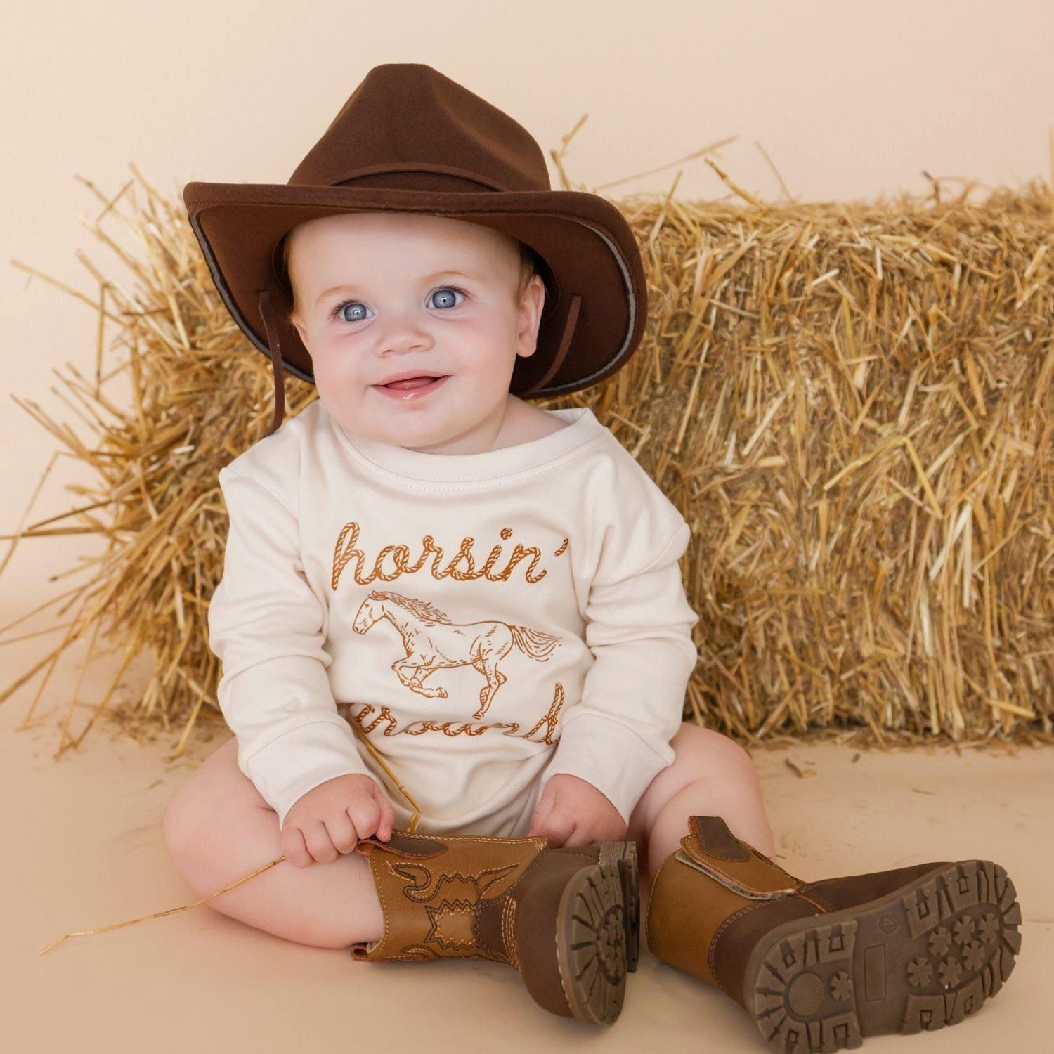 Horsin' Around Western Long Sleeve Romper image number 1
