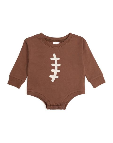 Football Lace Patch Long Sleeve Romper