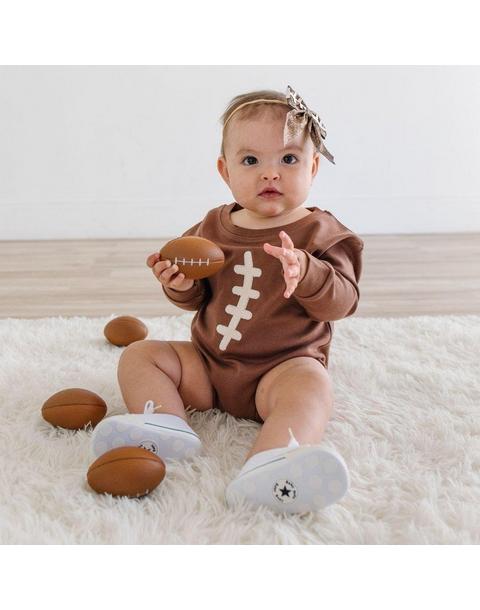 Football Lace Patch Long Sleeve Romper
