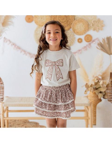 Mocha Floral Lace Bow Clip Set