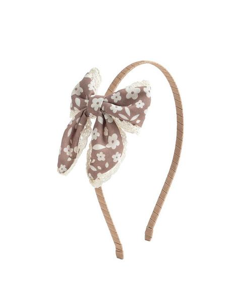 Mocha Floral Lace Bow Headband