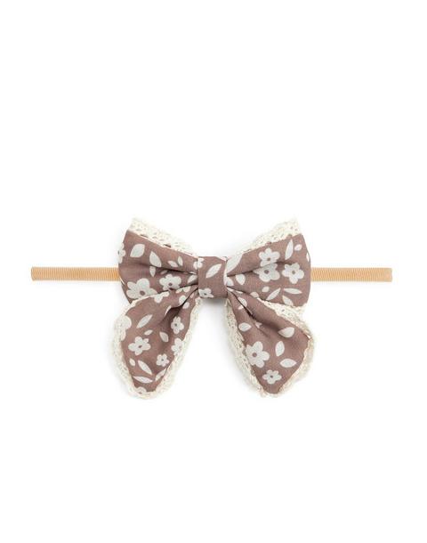 Mocha Floral Lace Bow Baby Headband