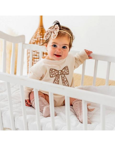 Mocha Floral Lace Bow Baby Headband