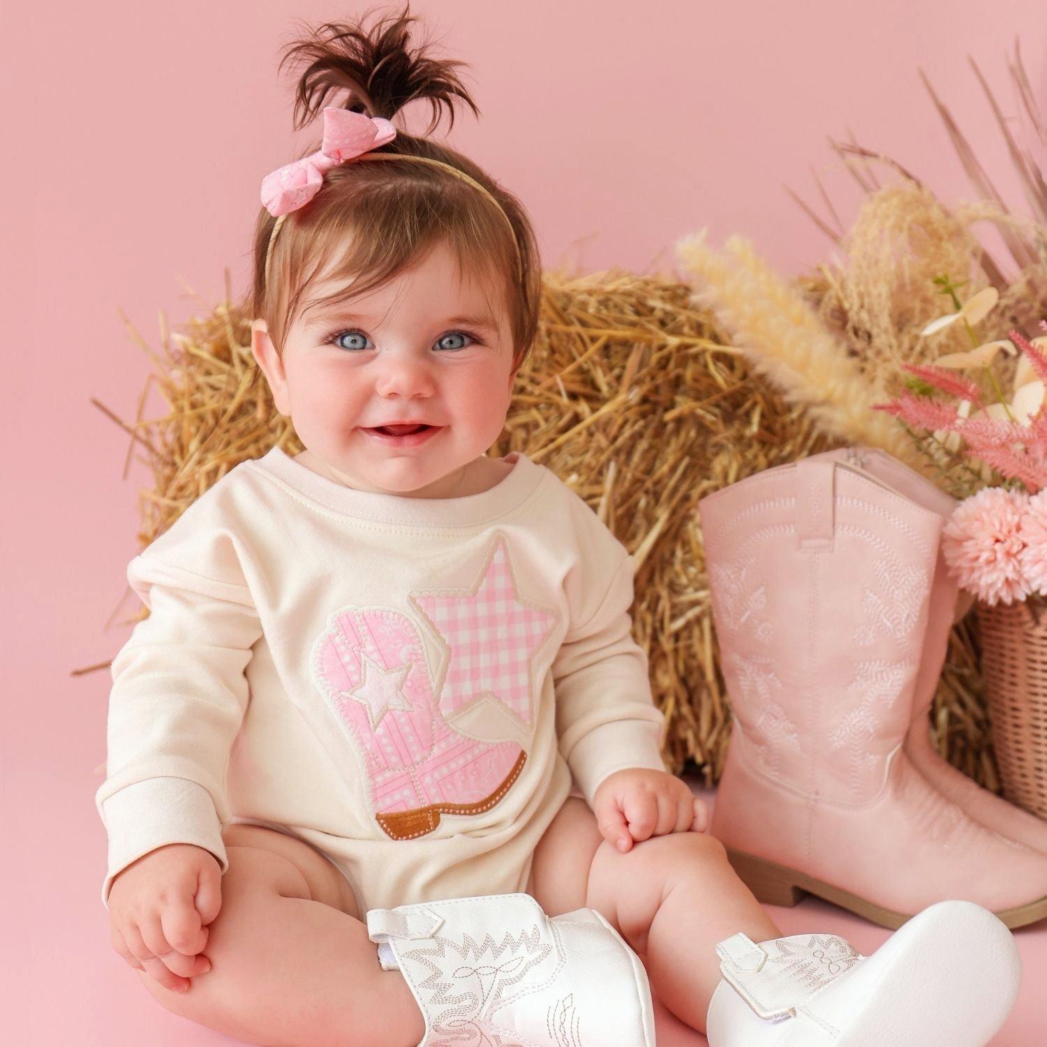 Pink Bandana Western Bow Baby Headband image number 4