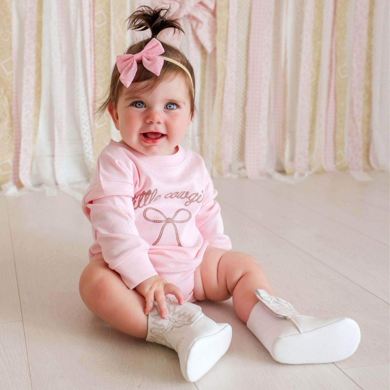 Pink Bandana Western Bow Baby Headband image number 1
