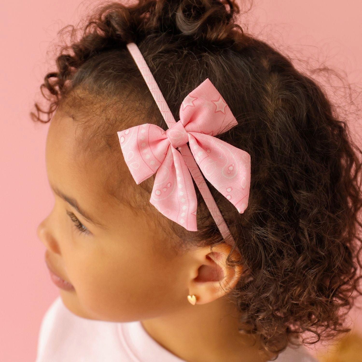 Pink Bandana Western Bow Headband image number 2