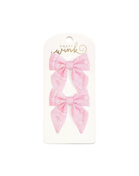 Pink Bandana Western Bow Clip Set
