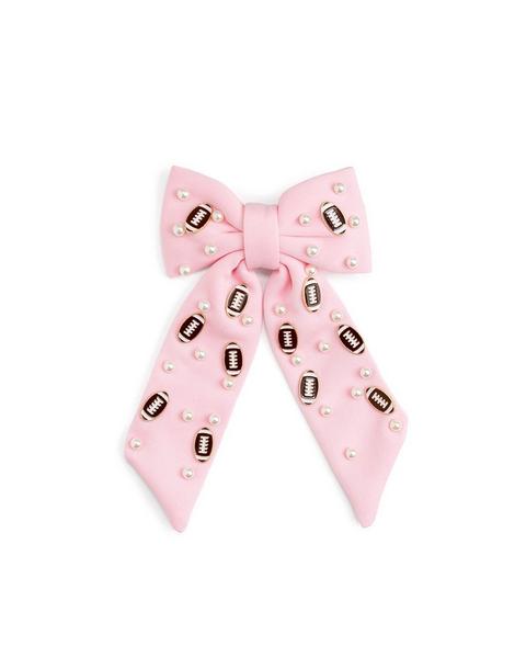 Football Pearl Bow Clip