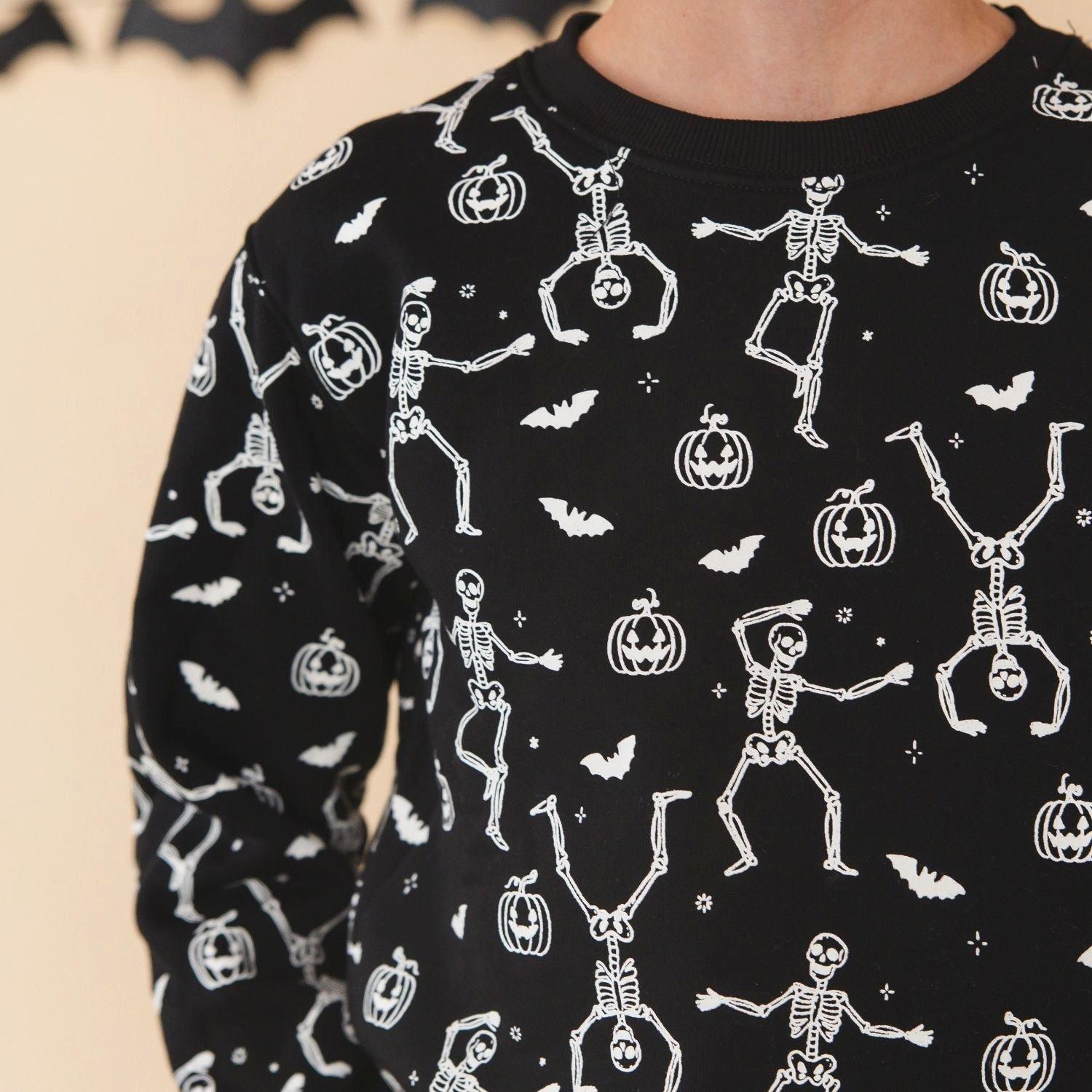 Glow In The Dark Silly Skelly Halloween Sweatshirt image number 2
