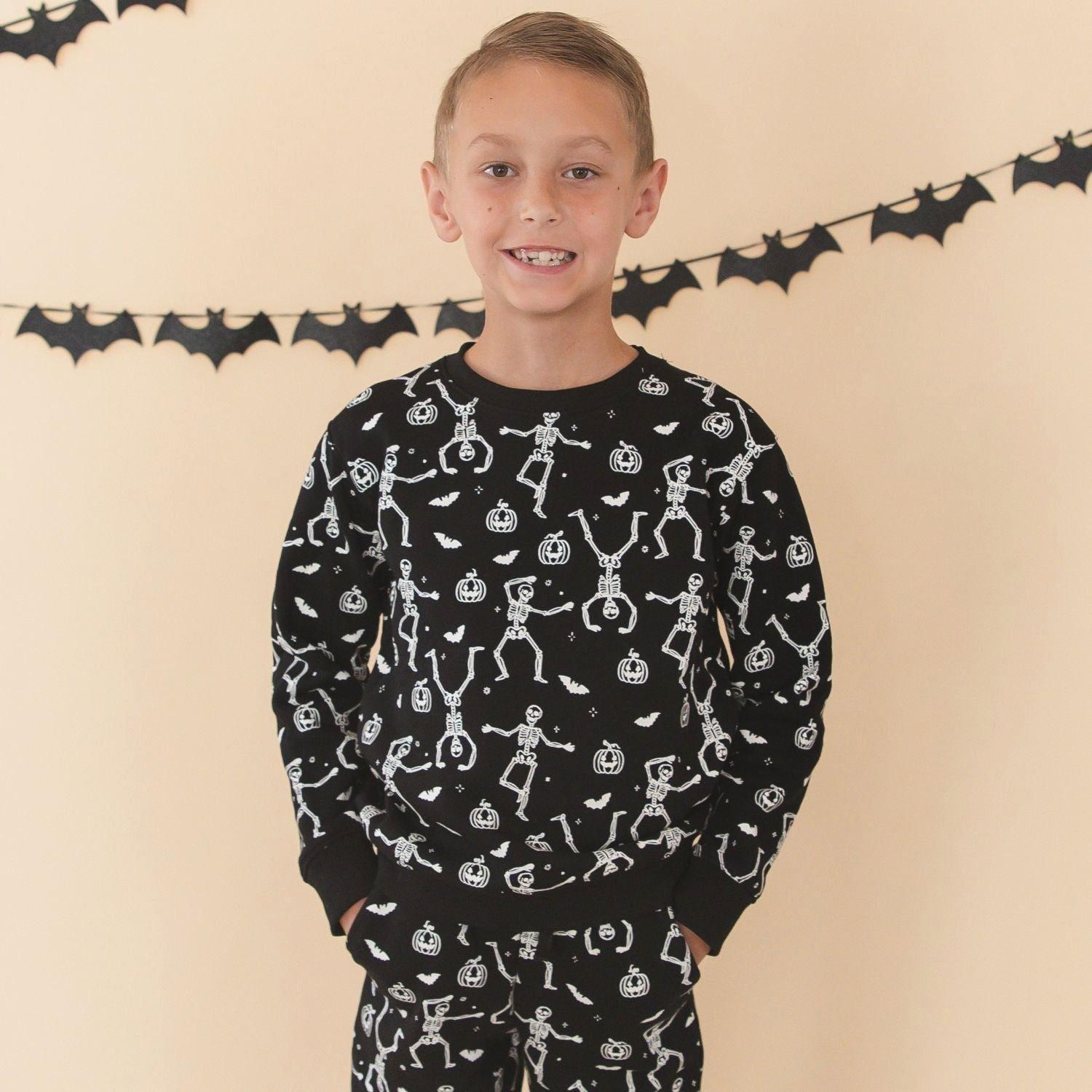Glow In The Dark Silly Skelly Halloween Sweatshirt image number 3