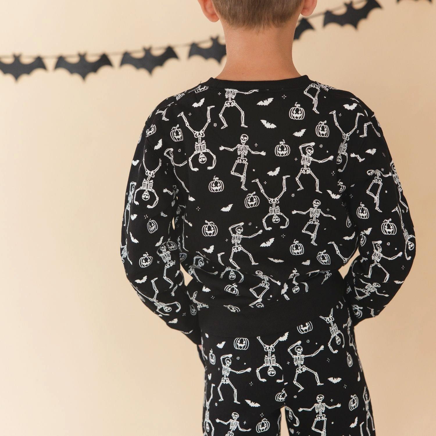 Glow In The Dark Silly Skelly Halloween Sweatshirt image number 4