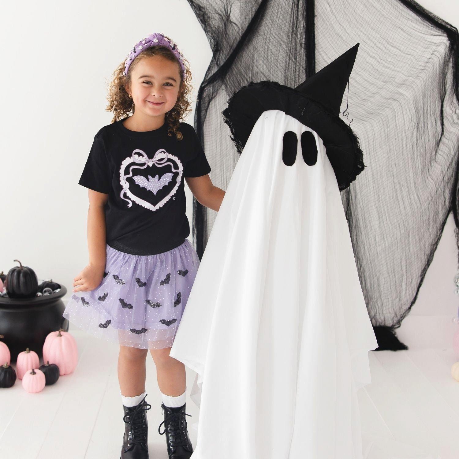 Sequin Bat Halloween Tutu Skirt image number 3