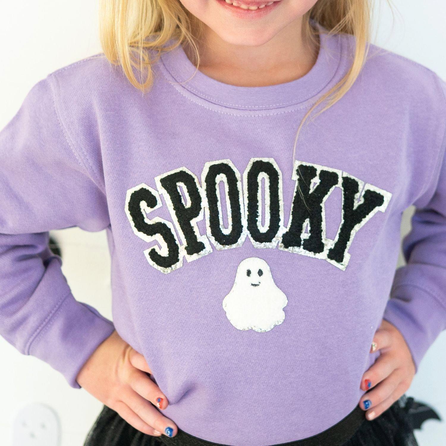 Spooky Ghost Patch Halloween Sweatshirt image number 2