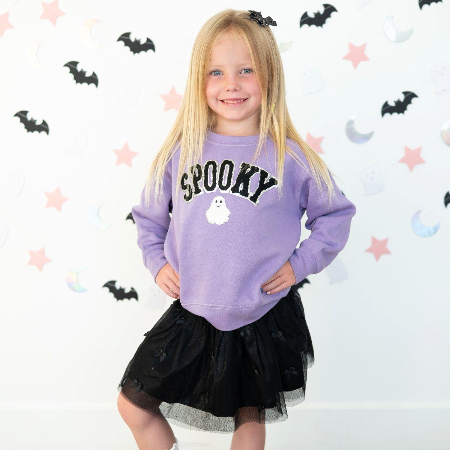 Spooky Ghost Patch Halloween Sweatshirt image number 1