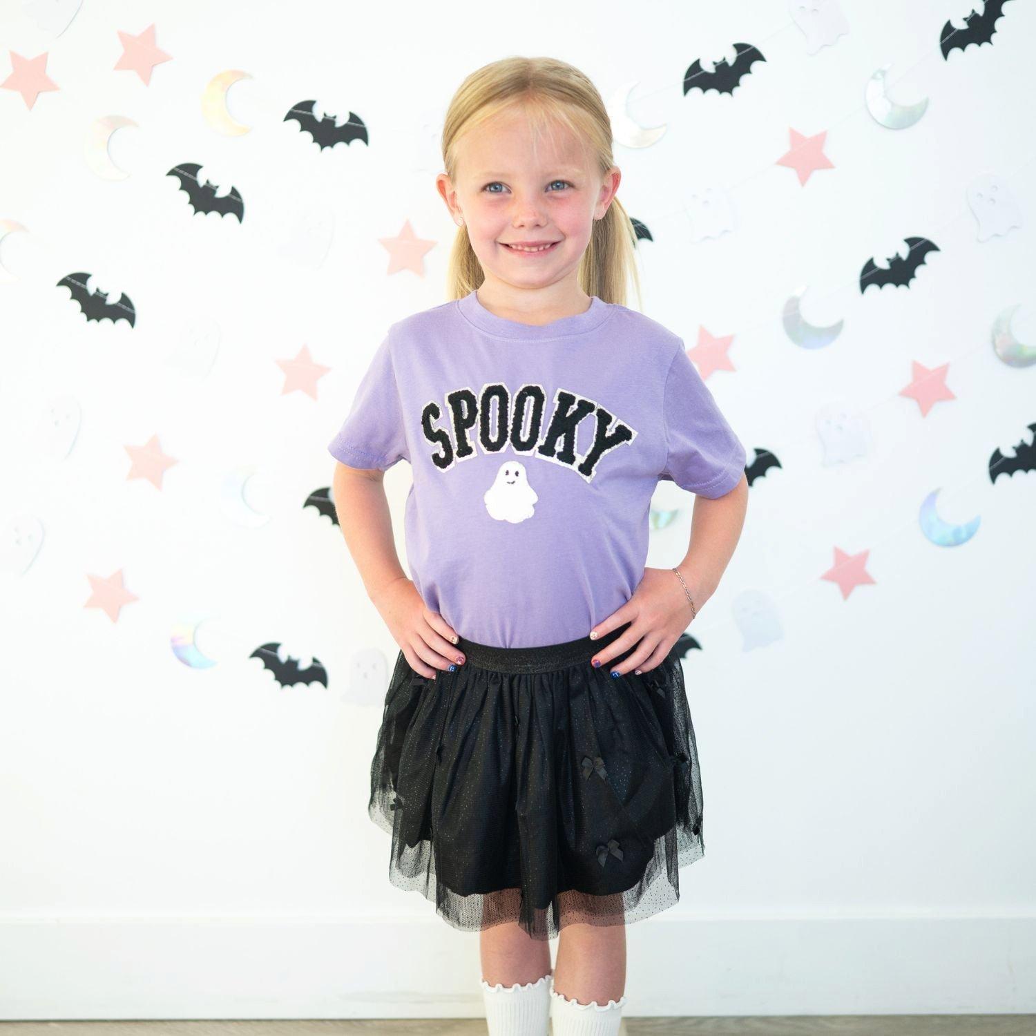 Spooky Ghost Patch Halloween Short Sleeve T-Shirt image number 1