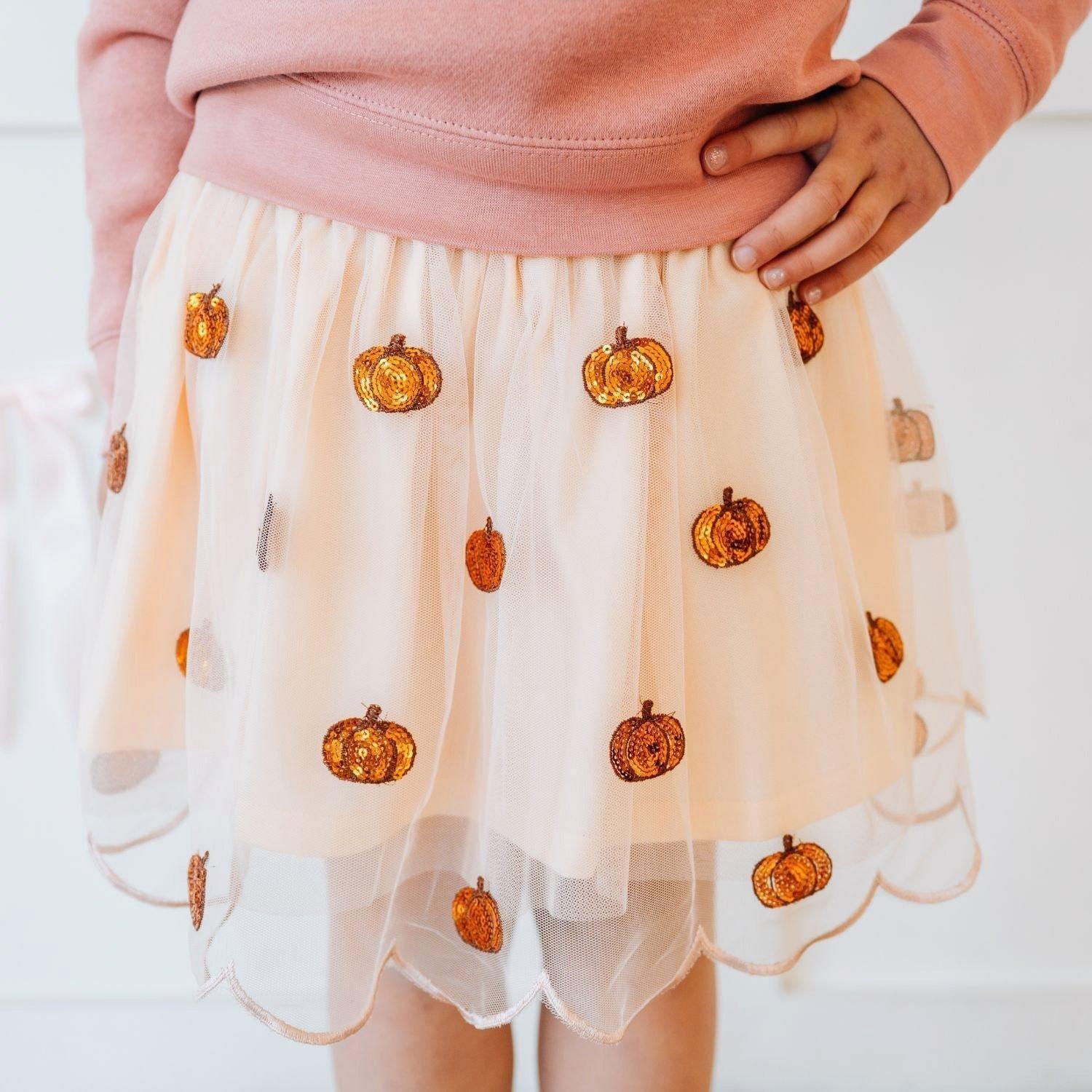 Pumpkin Sequin Scallop Tutu Skirt image number 2