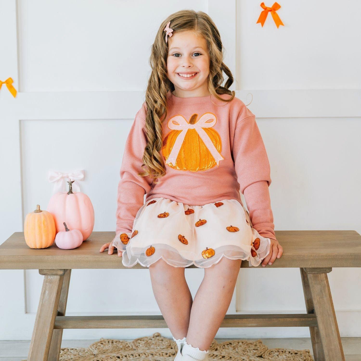 Pumpkin Sequin Scallop Tutu Skirt image number 3