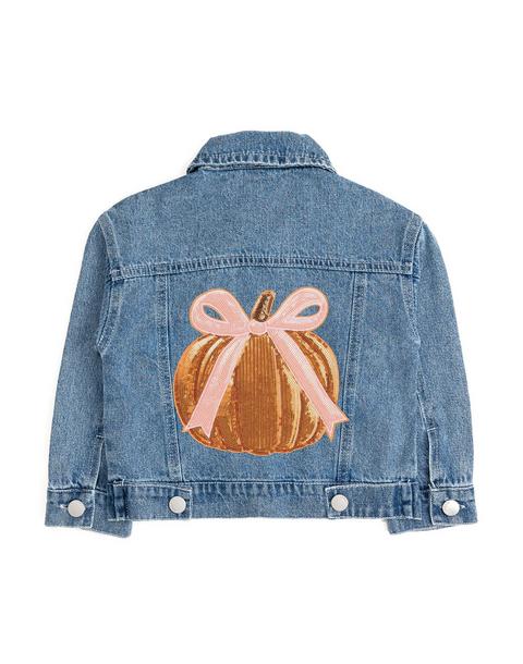 Coquette Pumpkin Sequin Patch Denim Jacket