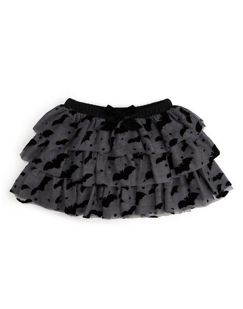 Flocked Bats Halloween Bow Tiered Tutu Skirt