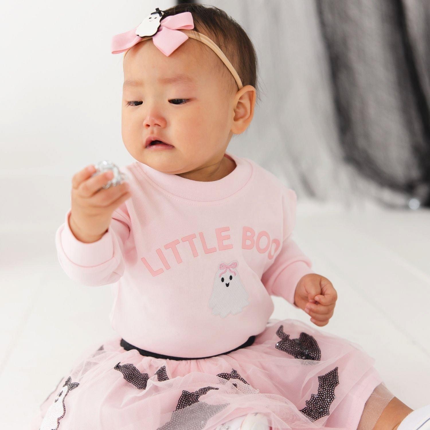 Little Boo Patch Halloween Long Sleeve Romper image number 2