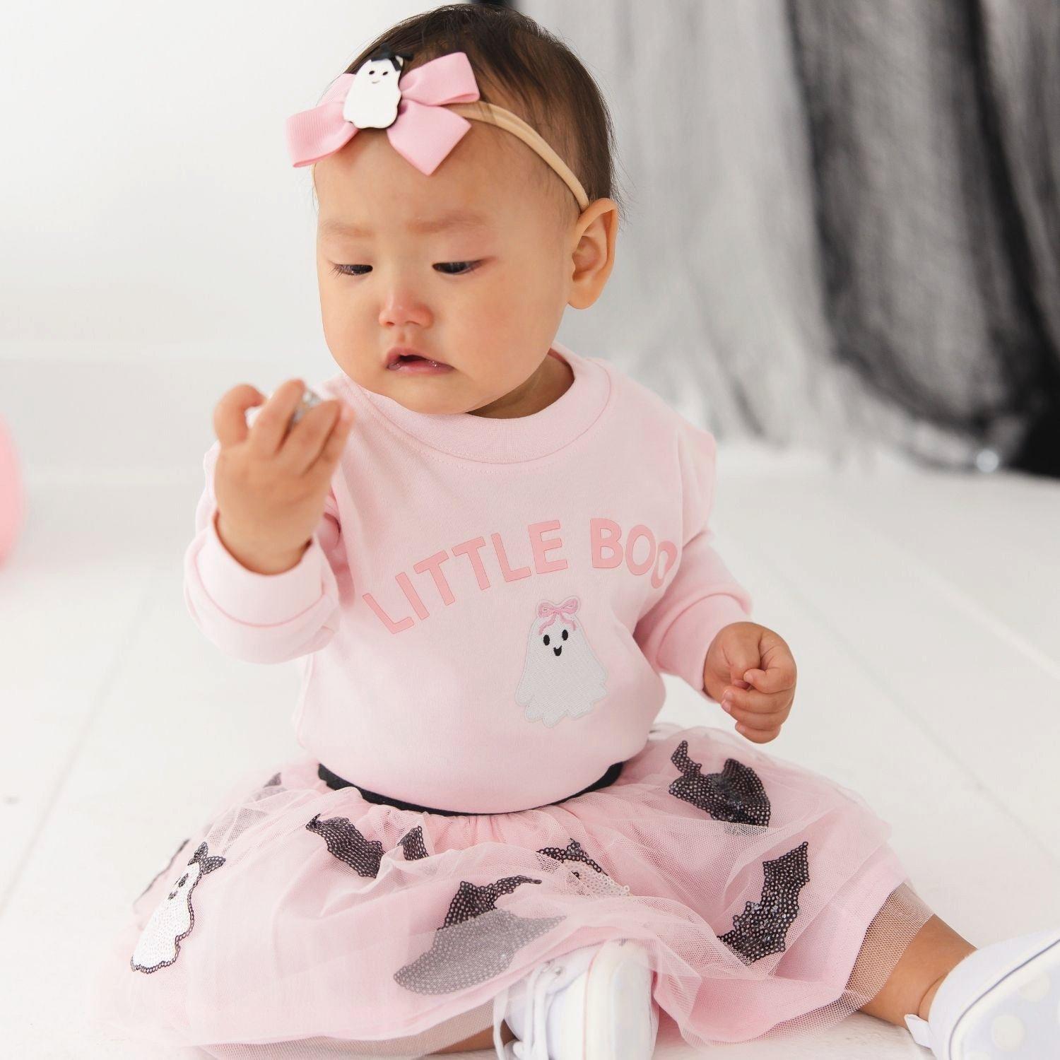 Little Boo Patch Halloween Long Sleeve Romper image number 1