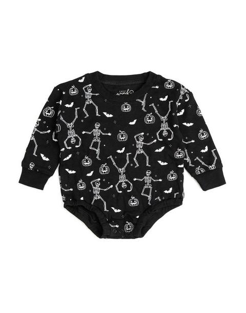 Glow In The Dark Silly Skelly Halloween Long Sleeve Romper