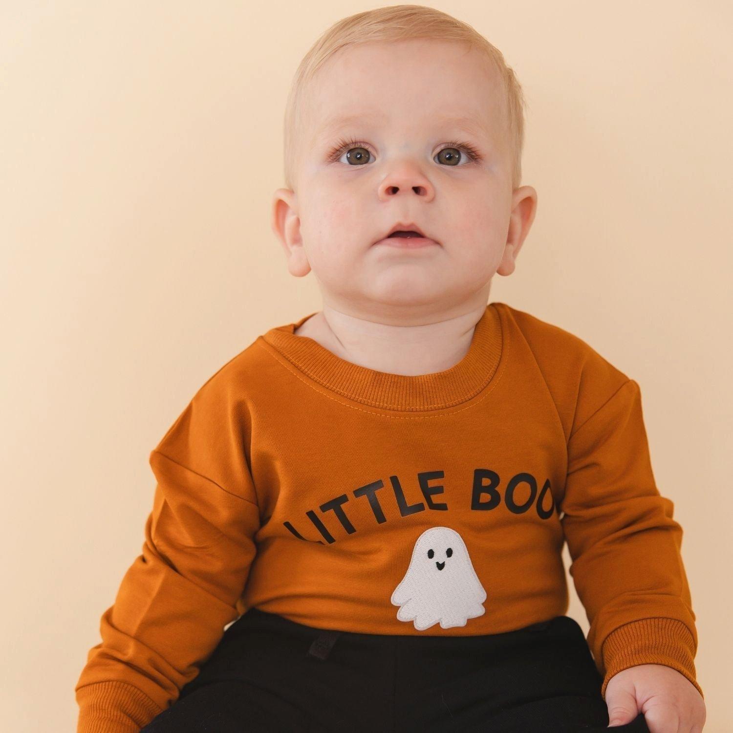 Little Boo Patch Halloween Long Sleeve Romper image number 2