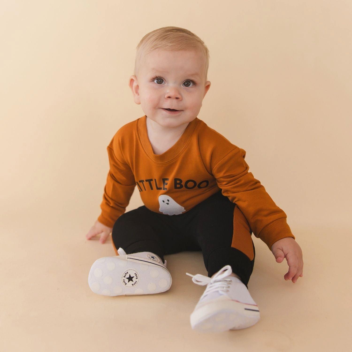 Little Boo Patch Halloween Long Sleeve Romper image number 1
