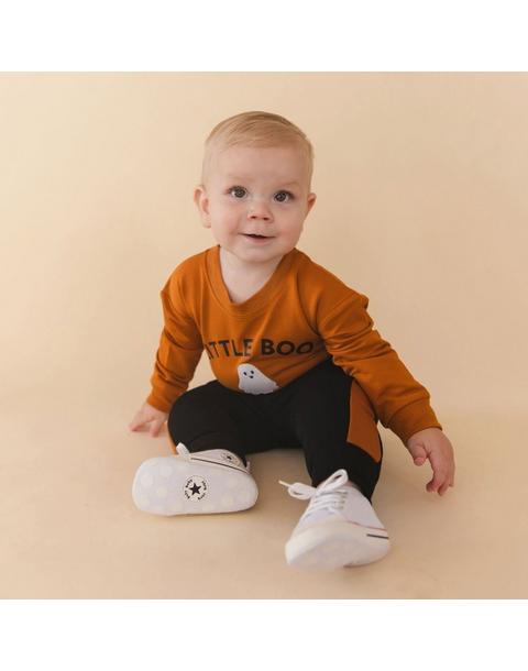 Little Boo Patch Halloween Long Sleeve Romper