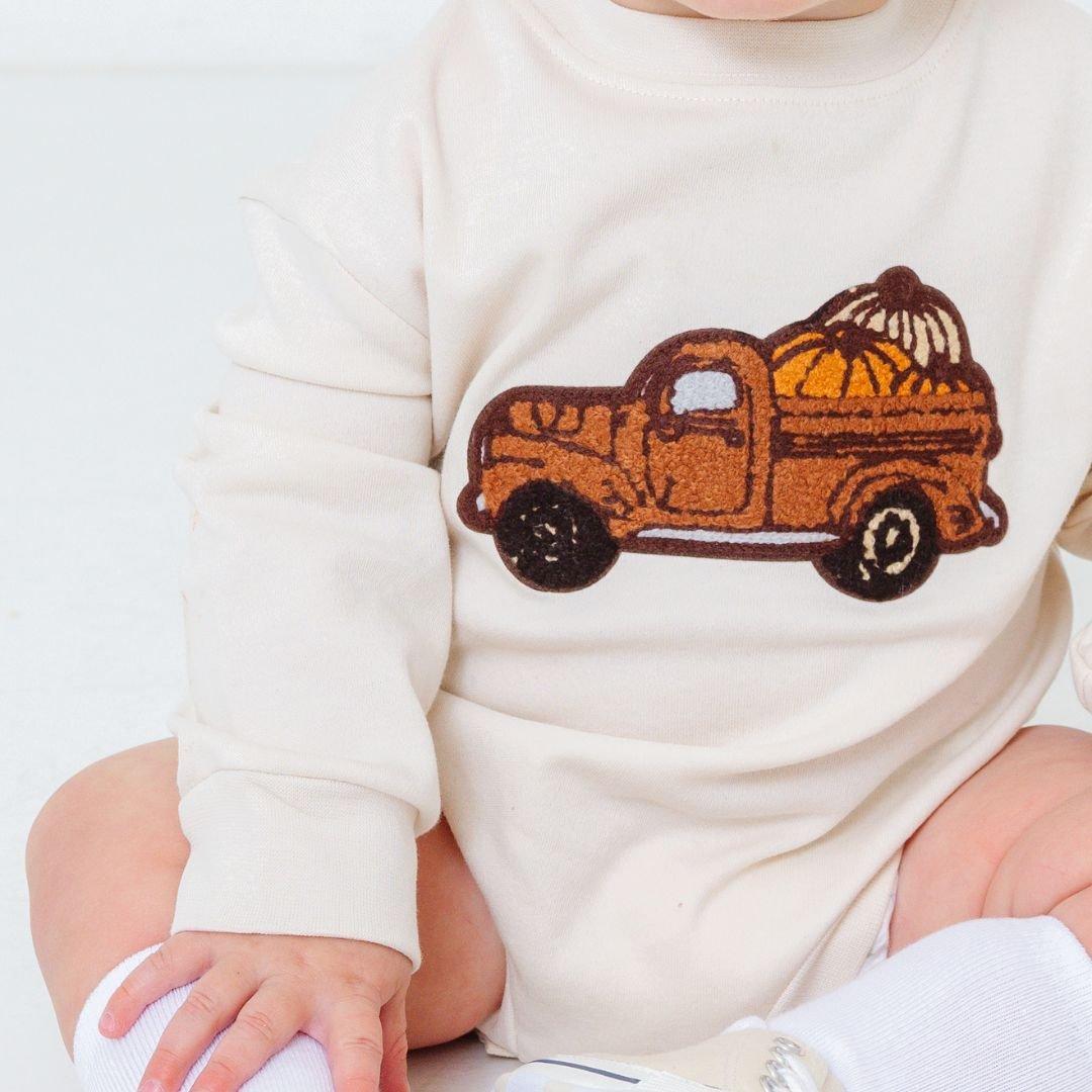 Fall Truck Patch Long Sleeve Romper image number 2