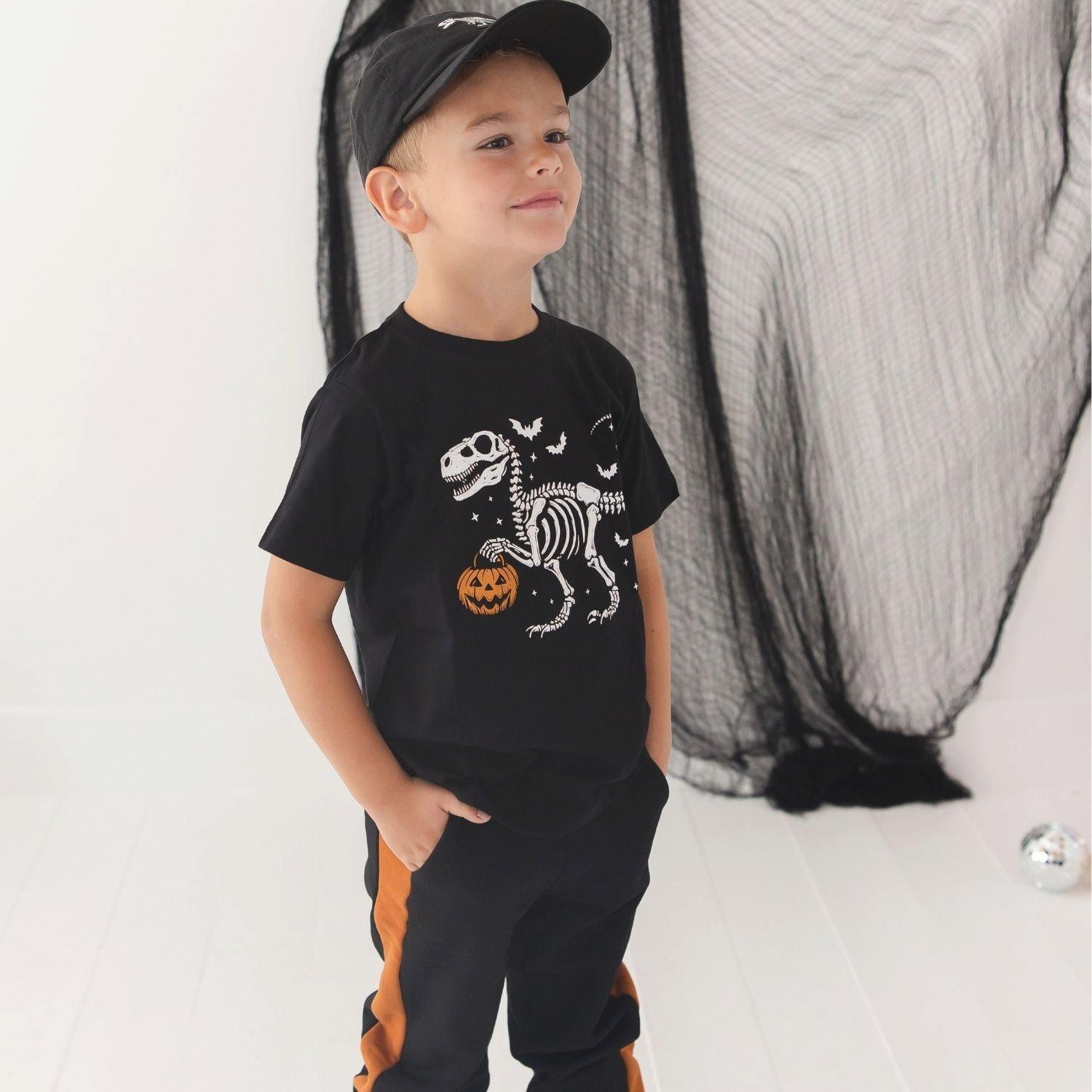 Dinosaur Skeleton Patch Halloween Baseball Hat image number 3