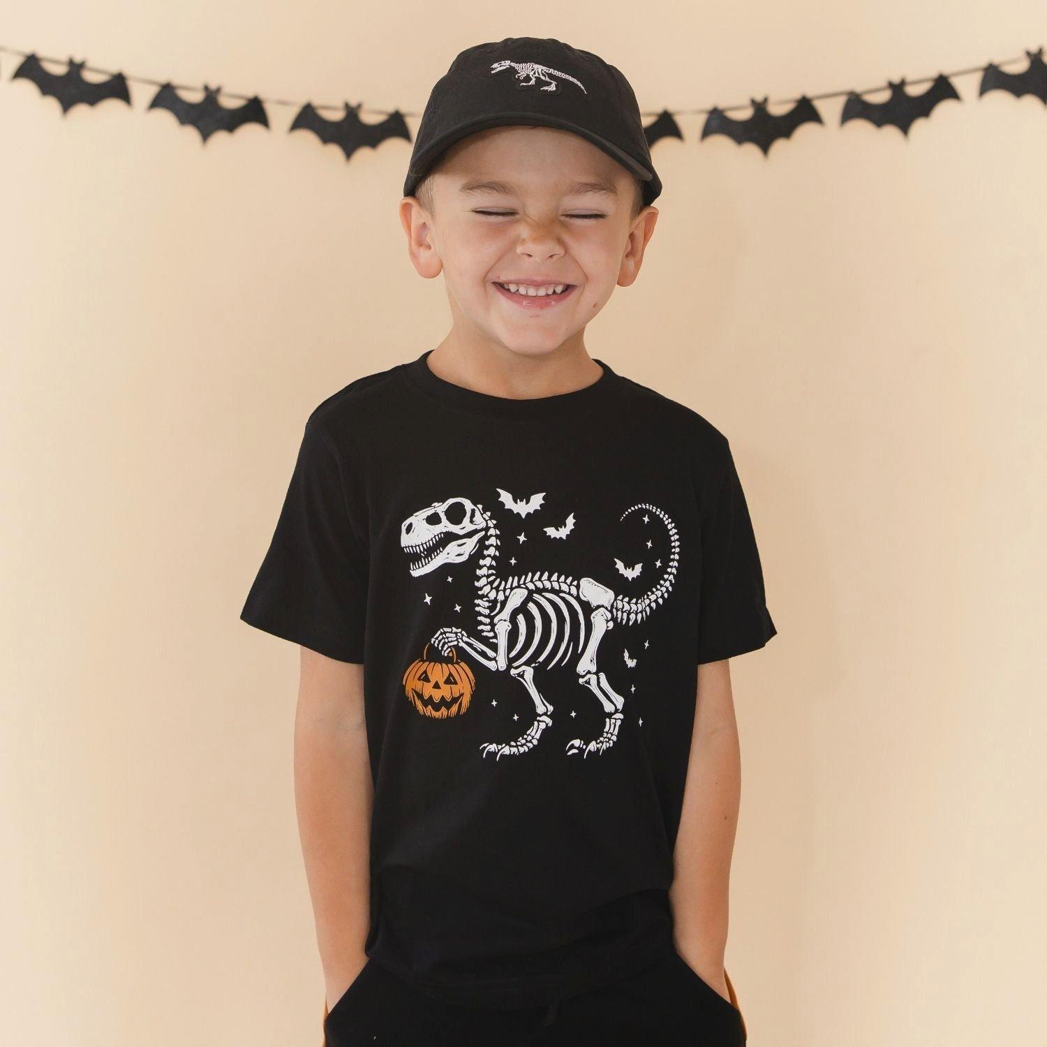 Dinosaur Skeleton Patch Halloween Baseball Hat image number 4