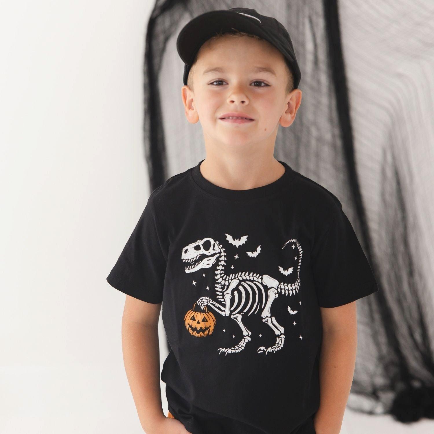 Dinosaur Skeleton Patch Halloween Baseball Hat image number 1