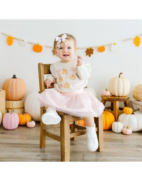 Pumpkin Embroidered Bow Baby Headband