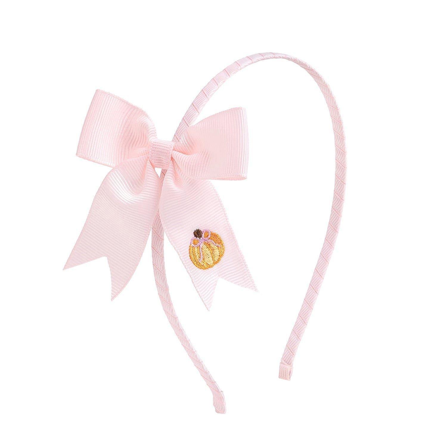 Pumpkin Embroidered Bow Headband image number 0