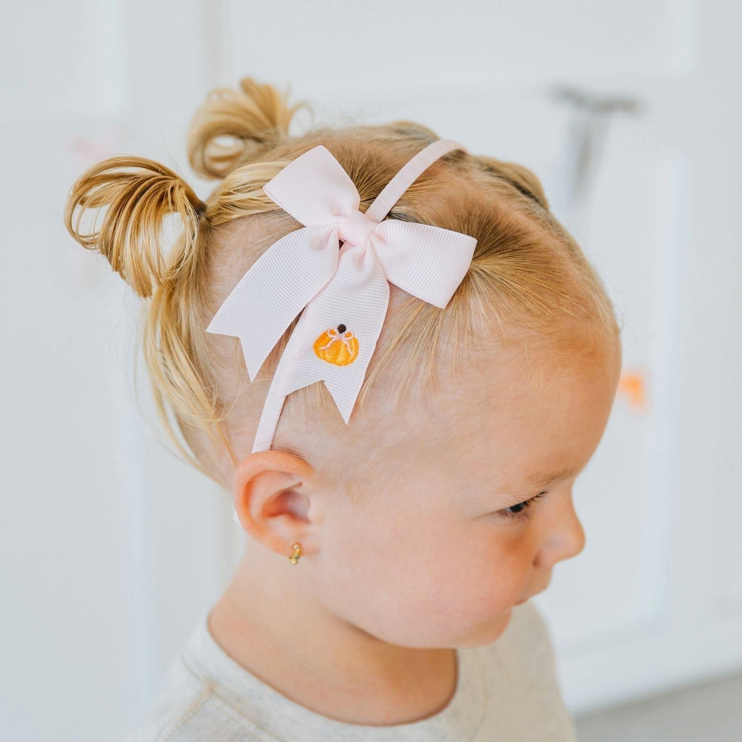 Pumpkin Embroidered Bow Headband image number 2