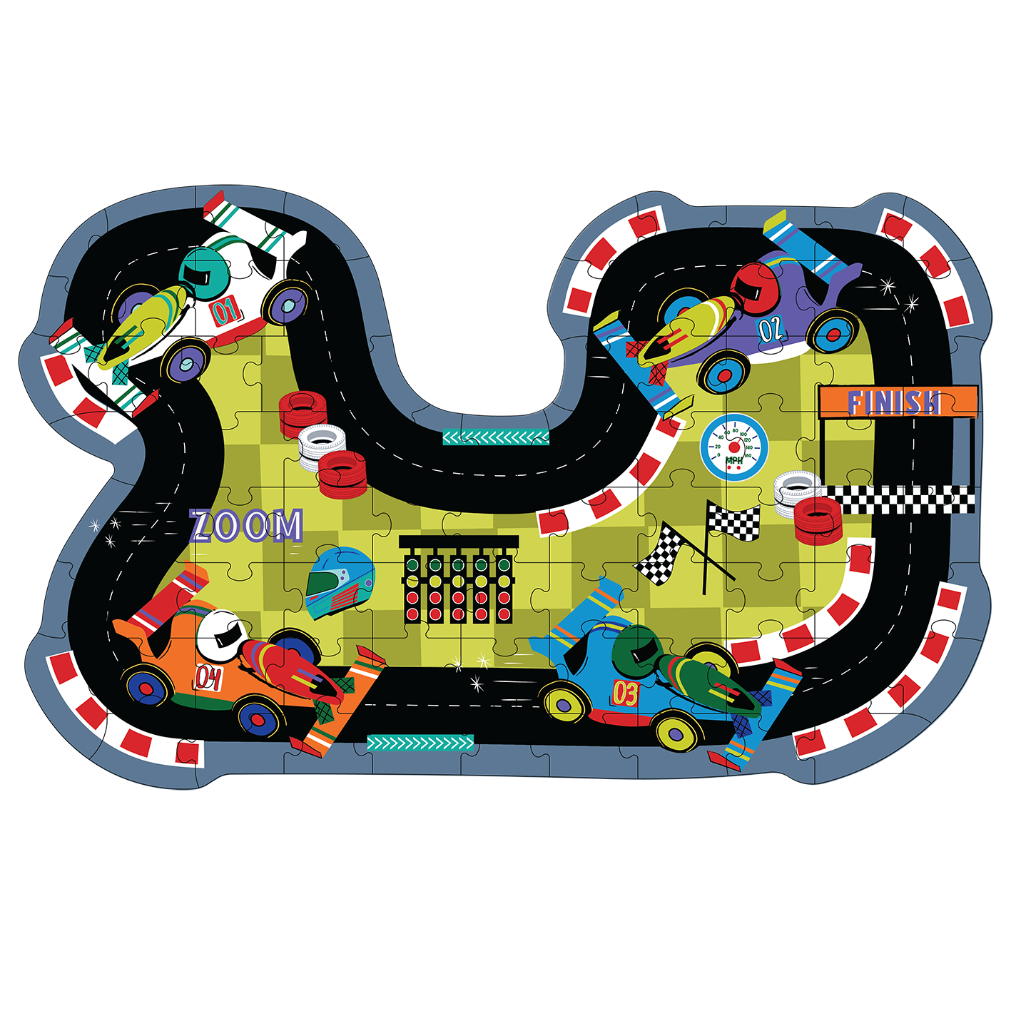 Floss & Rock Racing Car 80 Piece Jigsaw Puzzle image number 2