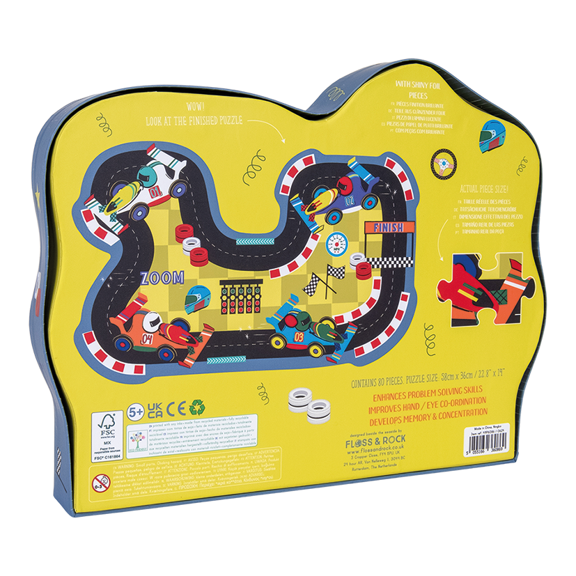 Floss & Rock Racing Car 80 Piece Jigsaw Puzzle image number 3