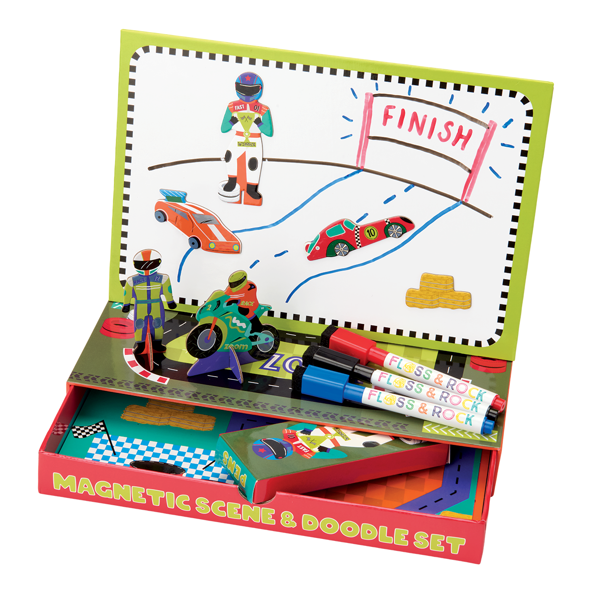 Floss & Rock Cars Magnetic Scene & Doodle Set image number 1