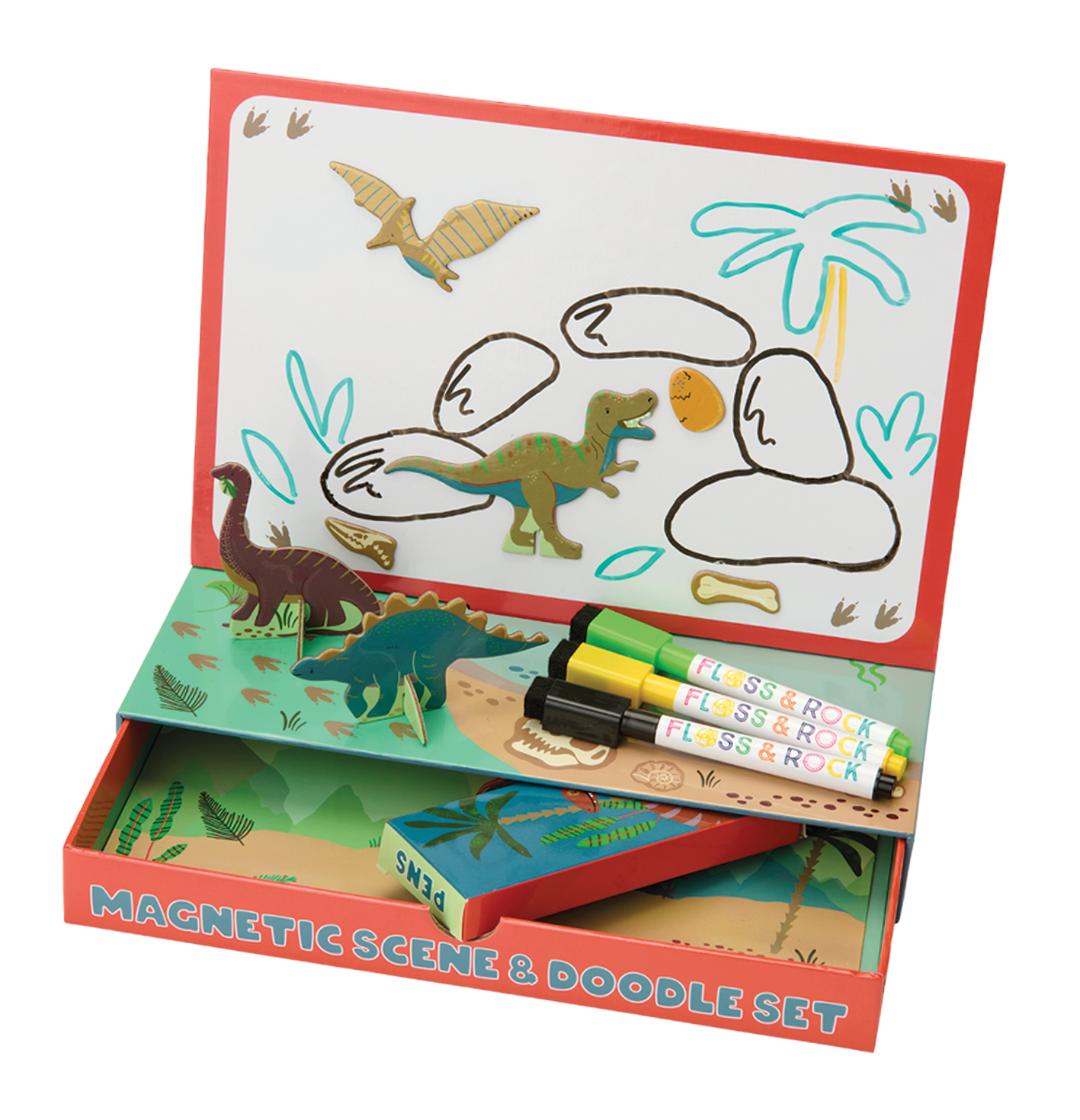 Floss & Rock Dinosaur Magnetic Scene & Doodle Set image number 2